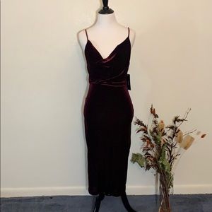 Red wine velvet dress